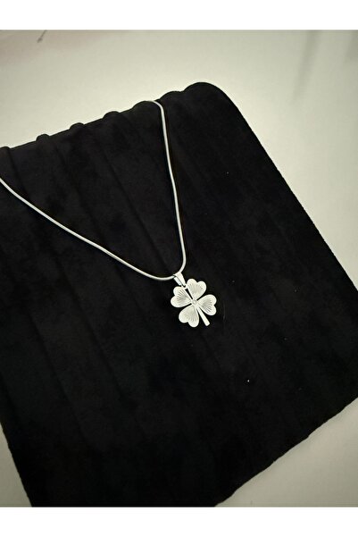 Gulsah's Store Çelik silver 4 yapraklı yonca kolye