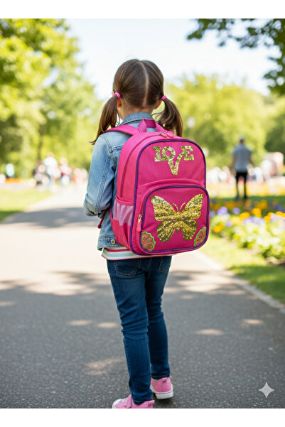ZERVA QUEEN Girl's Pink Sequin School Backpack (Pattern May Vary)