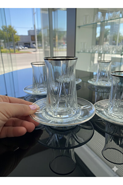 BAYUMAY ZEO GERÇEK GÜMÜŞ YALDIZLI 6'LI ÇAY TAKIMI