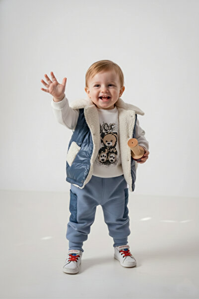 Mamman's Winter Suit, Inflatable Vest Set Lamb-Lined Thick Baby Boy Children'...