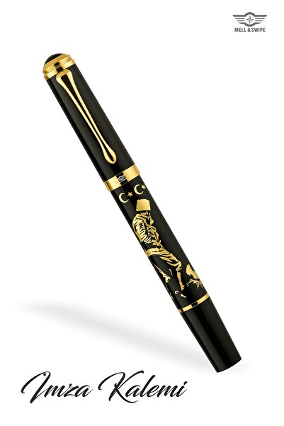 MELL & SWIPE Kişiye İsme Özel Kalem Isim Baskılı Atatürk Ata İmzalı Işlemeli Lüx Hediyelik Roller Imza Kalemi