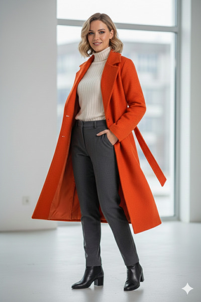 MİSS PERRY Kemerli Içi Astarlı Uzun Kaşe Kaban