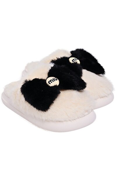 OEM Papuci de damă cu blană moale și fundă elegantă - călduroși, confortabili...