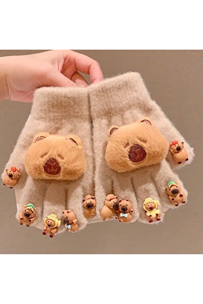 EFA Kapibara Peluş Eldiven Açık Bej Renk (4-6 YAŞ)