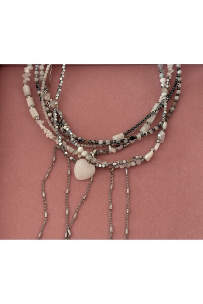 JİMNY JEWELRY PELİN AY TAŞI ÇOKLU KOLYE