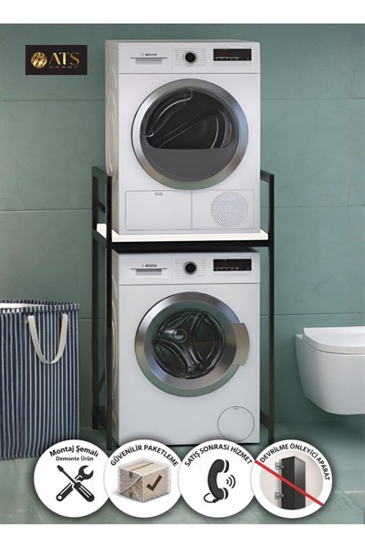 ATS Dekor StackLux Çamaşır Makinası ve Kurutma Makinası Rafı Çamaşır Makinası...