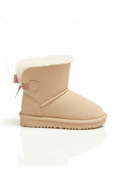 epona Cizme de iarnă pentru copii, căptușite cu blană în interior, din piele de căprioară în exterior, talpă anti-alunecare Eva Ortopedică Bej