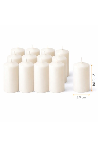 EkoStore Silindir Bar Mumu 12'li Set 60 Gr. (7 CM X 4 CM) 13 Saat Yanma Süres...