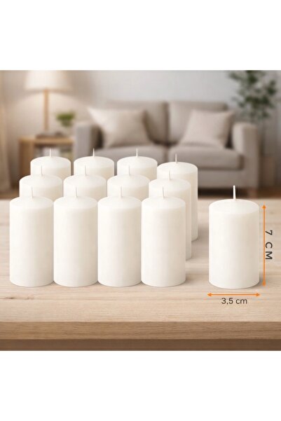 EkoStore Silindir Bar Mumu 12'li Set 60 Gr. (7 CM X 4 CM) Bar Mumu Orta Boy