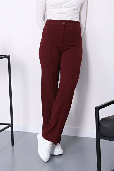 İmajButik Mürdüm Çimalı Flared Trousers