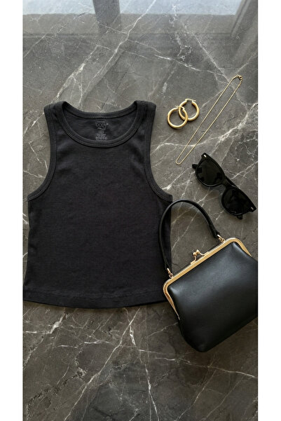 underwear bodyway 3’lü Kadın Ribana Kısa Crop Atlet (siyah-beyaz-gri) Esnek P...