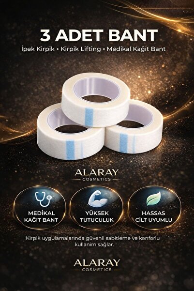 alaraycosmetics İpek Kirpik Uzatma Bantı Medikal Göz Altı Bant 3 Adet x 9mt