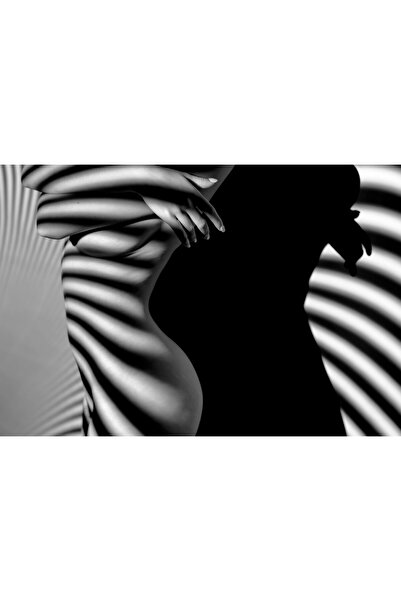 Zumzeria Tablou Canvas Body Nude Woman Black White, 80x50cm, tabloucanvas217,