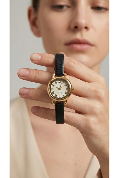 KLISHE Butik ساعة هيلين للنساء بسوار جلدي أسود، عتيقة، أنيقة، مجموعة الساعات ...