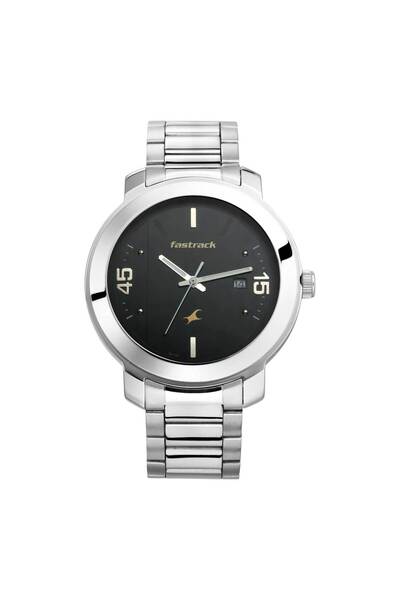 FASTRACK 3246SM02 Bare Basics Men's Analog Watch — Blue Dial, Stainless Steel...