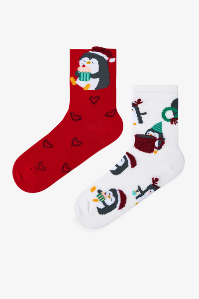 Penti Çok Renkli Kız Çocuk Penguin 2li Soket Çorap