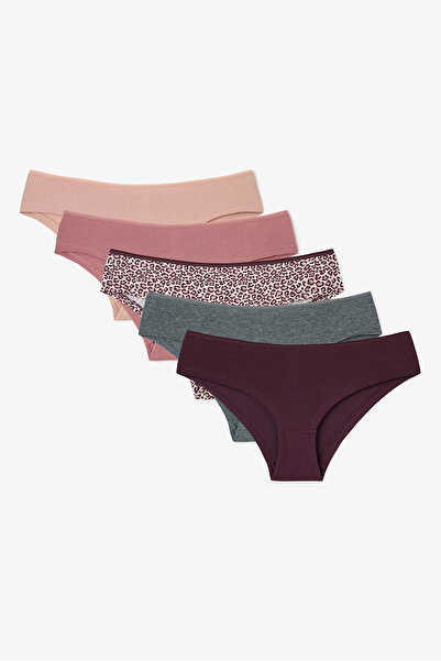 Penti Leopard and Floral Pattern Low Waist 5-Piece Hipster Panties