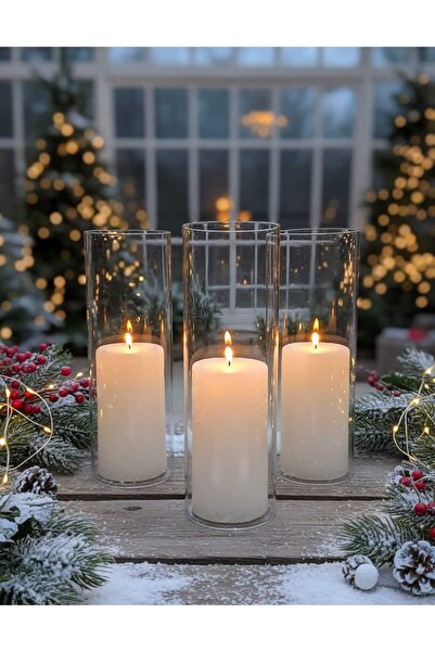 Kera Glass FIYA STORE 40 cm Isıya Dayanıklı Silindirik Dekoratif Boru Cam Şef...