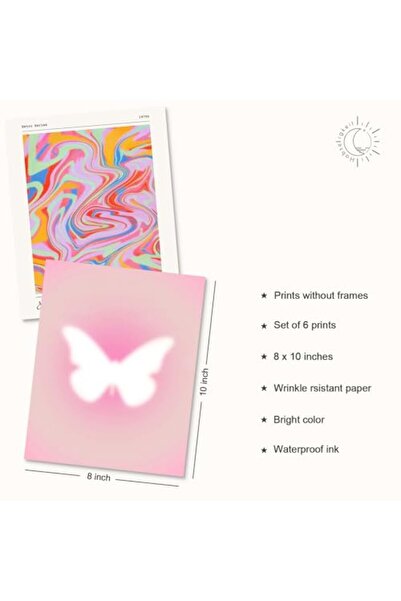 ALAYRA International مطبوعات ألايرا الوردية، ملصقات متدرجة الألوان، ديكور على...