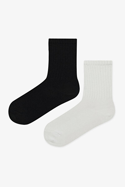 Penti Unisex Siyah Beyaz 2 li Tenis Soket Çorap