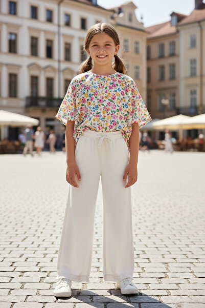 Fulla Moda بنطال بناتي برباط وخصر مطاطي وشرابات