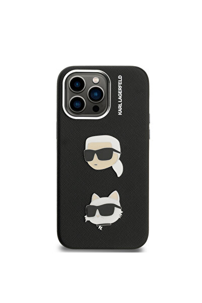 Karl Lagerfeld iPhone 14 Pro Max Kılıf Orjinal Lisanslı K&C Heads Pin Kapak