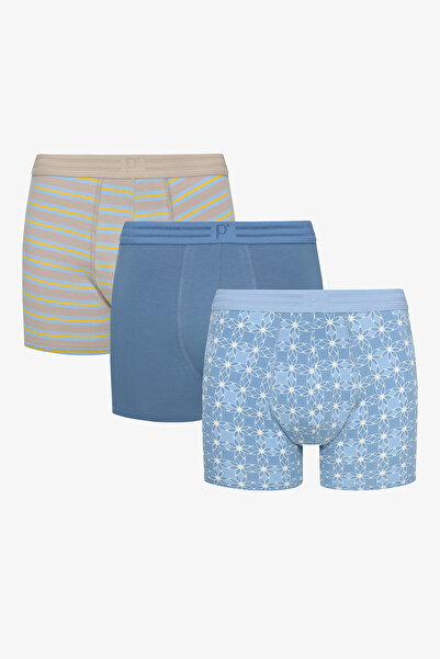 Penti Erkek Pamuklu Blue Design Çok Renkli 3lü Boxer