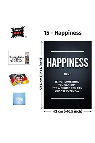 ALAYRA International ALAYRA GREAT Poster Motivation Black - Happiness - Joy C...