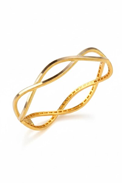 Çgk Çiğdem Gürel Kuyumculuk 8K Altın Kadın Kıvrımlı Twist Model Kelepçe Bilez...