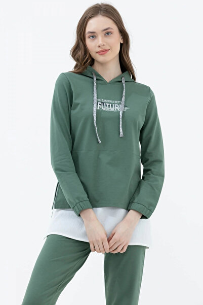 Sementa Yeşil Kapüşonlu Ek Parçalı Eşofman Takım