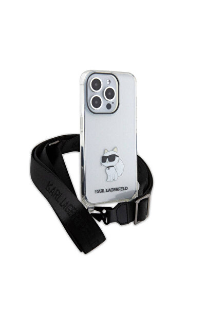 Karl Lagerfeld iPhone 15 Pro Kılıf Orjinal Lisanslı Boyun Askılı Choupette İk...