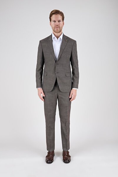 PR PACO ROMANO ART OF FASHİON بدلة بني للرجال ذات قصة عادية وياقة أحادية
