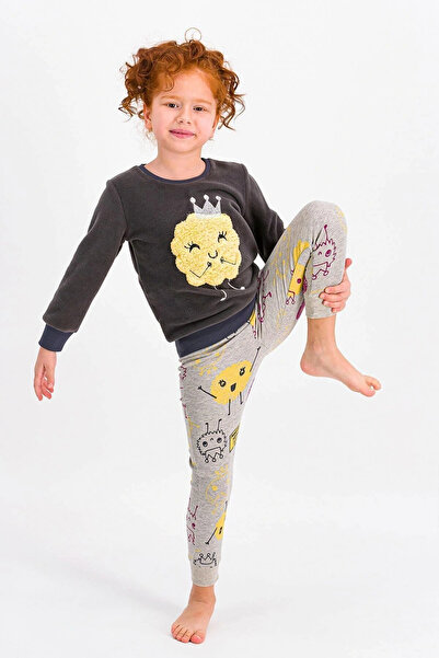 ROLY POLY Monsters Queen Antrasit Kız Çocuk Polar Pijama Takımı