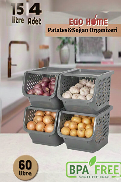ego home 4'lü Patates,Soğanlık Kapaklı Katlı Sebzelik,Oyuncak Sepeti,Patates ...