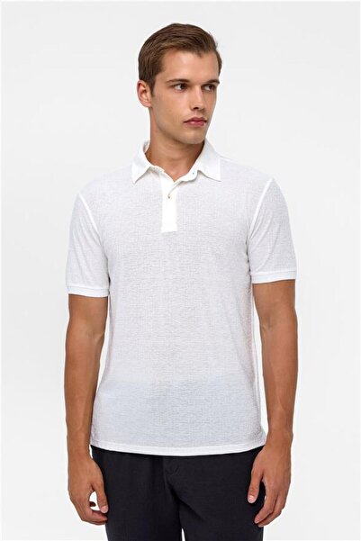 SÜVARİ Beyaz Regular Düz Polo Yaka Tişört