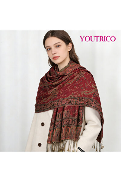 Youtrico وشاح نسائي مزدوج الجوانب، وشاح بتصميم غريب، تصميم شرابة بيزلي