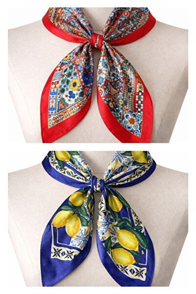 Rupen Kraft 2-piece satin bandana set - satin scarf & satin bag accessory - custom pattern bandana 45x50 cm