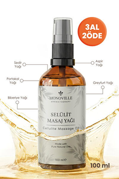 Monoville Selülit Masaj Yağı 100 ml Cam Şişede %100 Doğal (Cellulite Massage Oil)