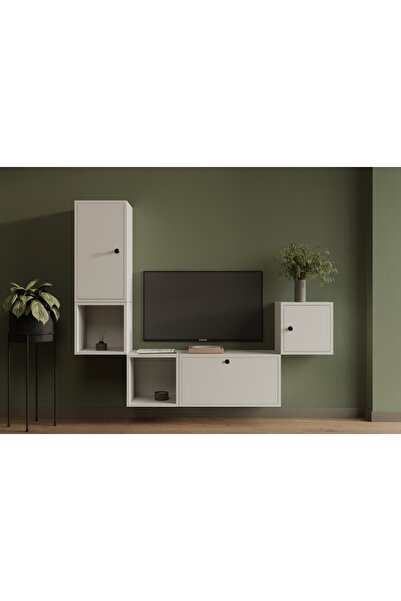 Nettrends 3 Kapaklı Geniş Depolama Asma Televizyon Ünitesi Çok Bölmeli Modüle...