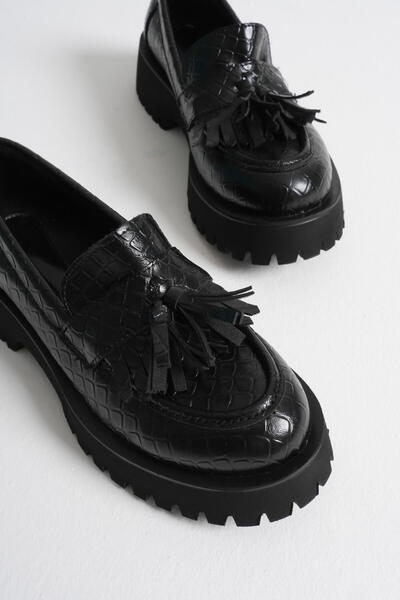 Zerenyus حذاء ميلورا بريميوم النسائي اليومي ذو اللون الأسود المطبوع بنقشة الت...