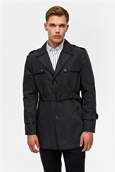 SÜVARİ Siyah Slim Düz Mont