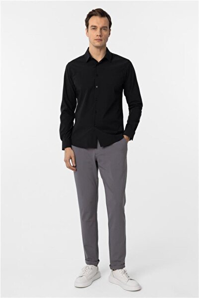 SÜVARİ Köşeli Manşet Slim Düz Gömlek