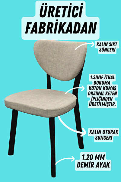 KUMS MOBİLYA Elma Mutfak Sandalyesi Yemek Odası Bahçe Balkon Otel Restoran Ka...