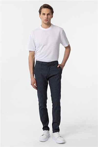 SÜVARİ Lacivert Slim Armürlü Pantolon