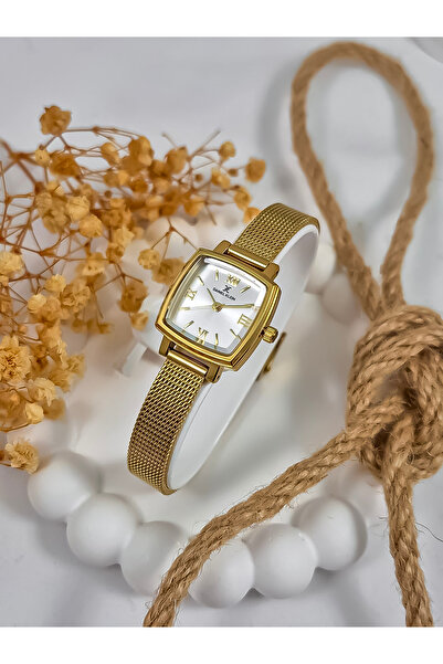 Daniel Klein DKE.1.10844 Hasır Kordon Romen Rakamlı Kare Kadran Kadın Kol Saati