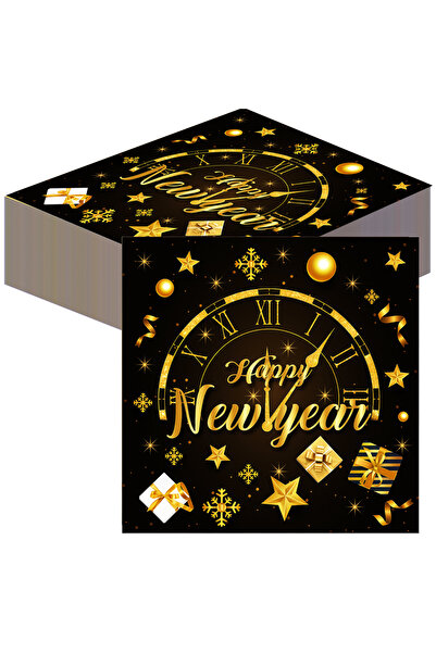 Choice 40 قطعة من مناديل السنة الجديدة السعيدة 2026 زينة ليلة رأس السنة الجديدة مناديل ورقية سوداء ذهبية لشخصين