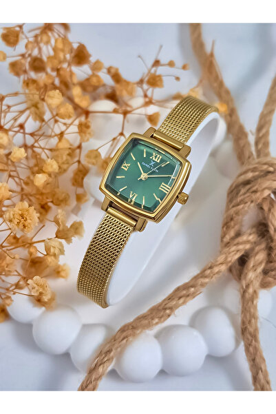 Daniel Klein DKE.1.10844 ساعة يد نسائية بحبل من القش وأرقام رومانية مربعة الشكل