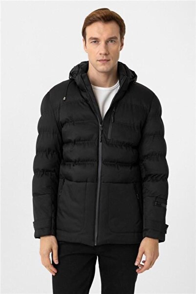 SÜVARİ Siyah Slim Kapitone Mont