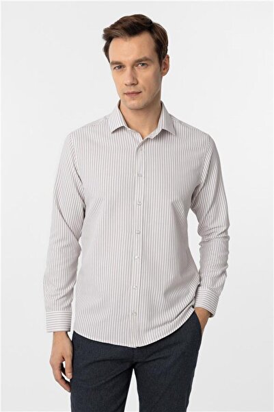 SÜVARİ Köşeli Manşet Slim Armürlü Gömlek