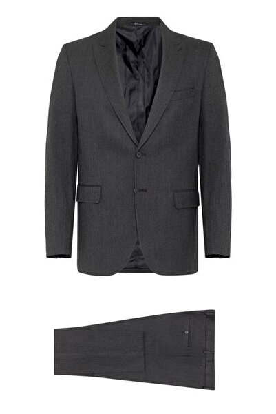 SÜVARİ Siyah Regular Desenli Sivri Yaka 4 Drop Takım Elbise